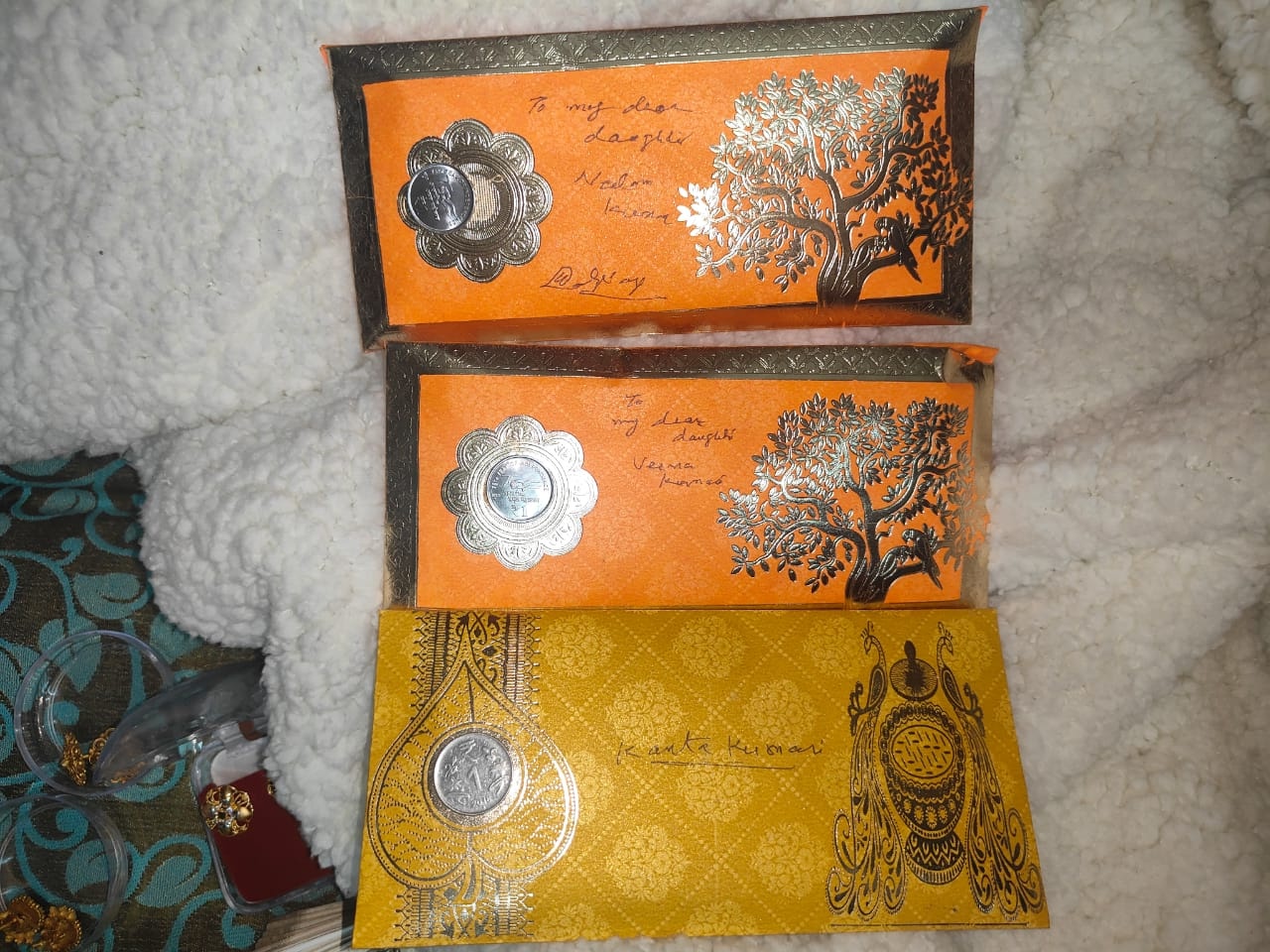 Envelopes for Veena, Neelam, and Kanta